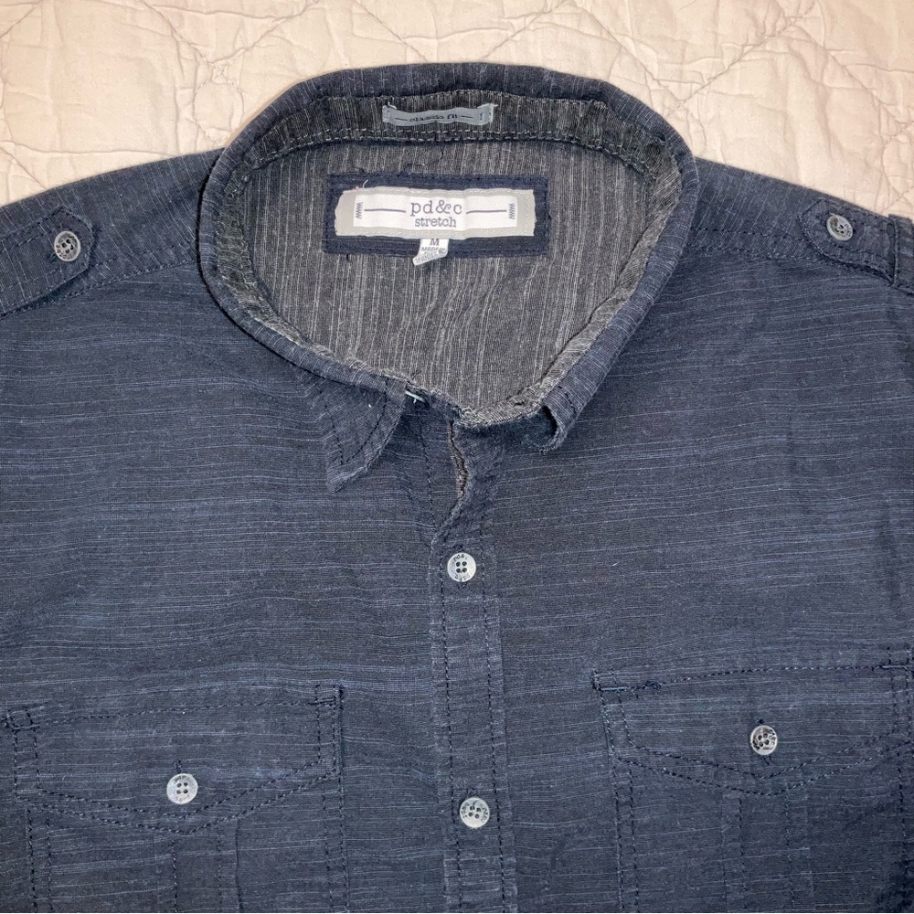 Paper Denim & Cloth men’s Medium Stretch LS Blue Classic Fit Shirt